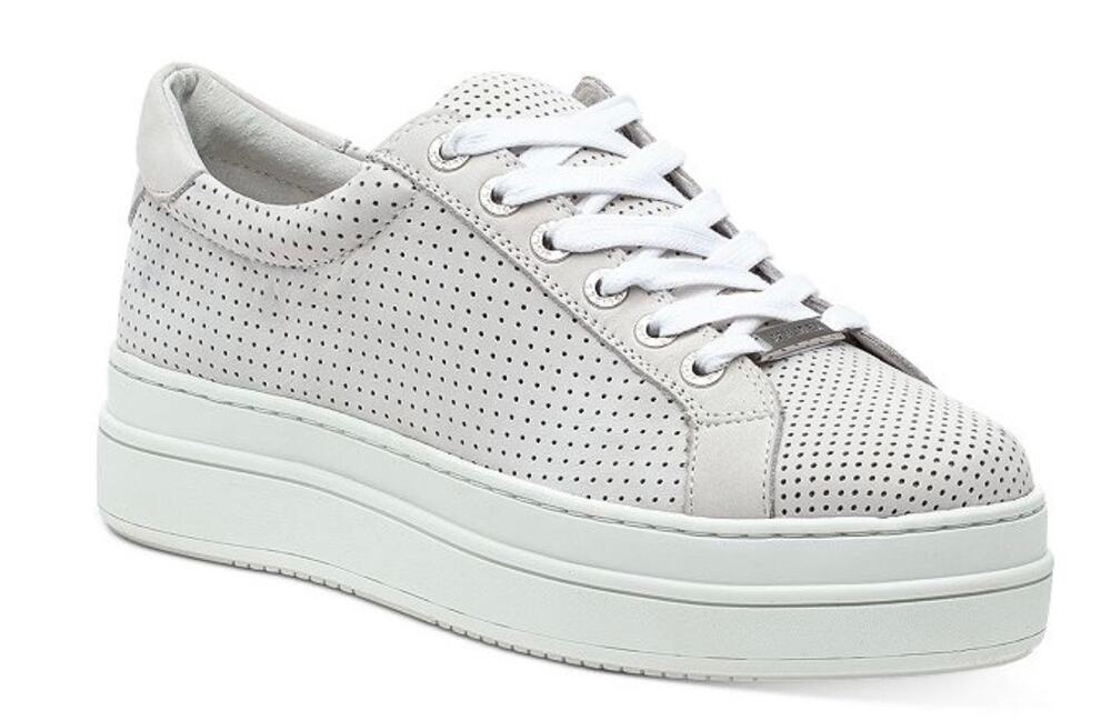J/SLIDES Nancee Perforated Nubuck White Leather Platform Shoes Women 7.5 M
